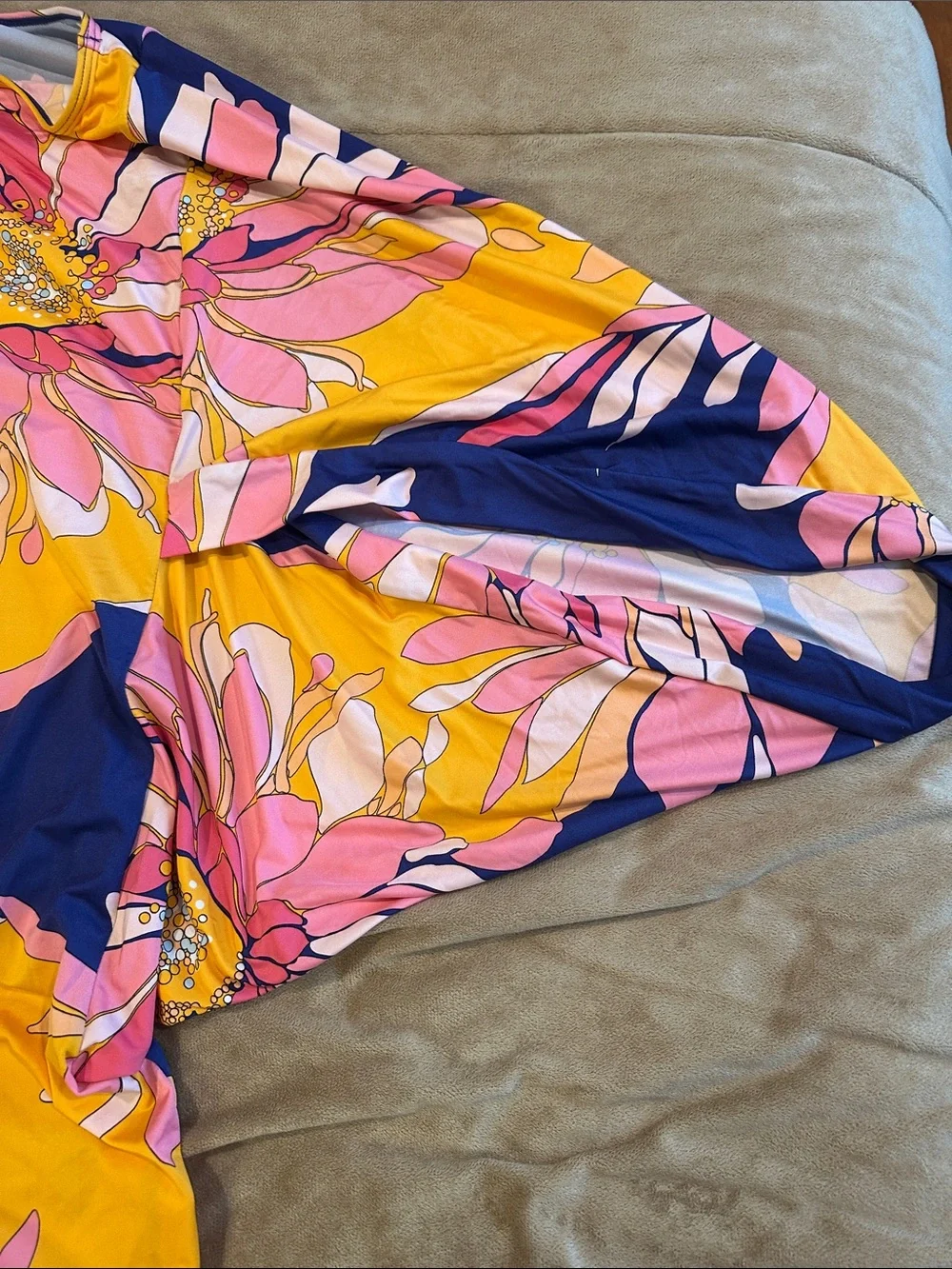 Trina Turk Yellow Navy Pink Floral Camisole & Swim Top Set